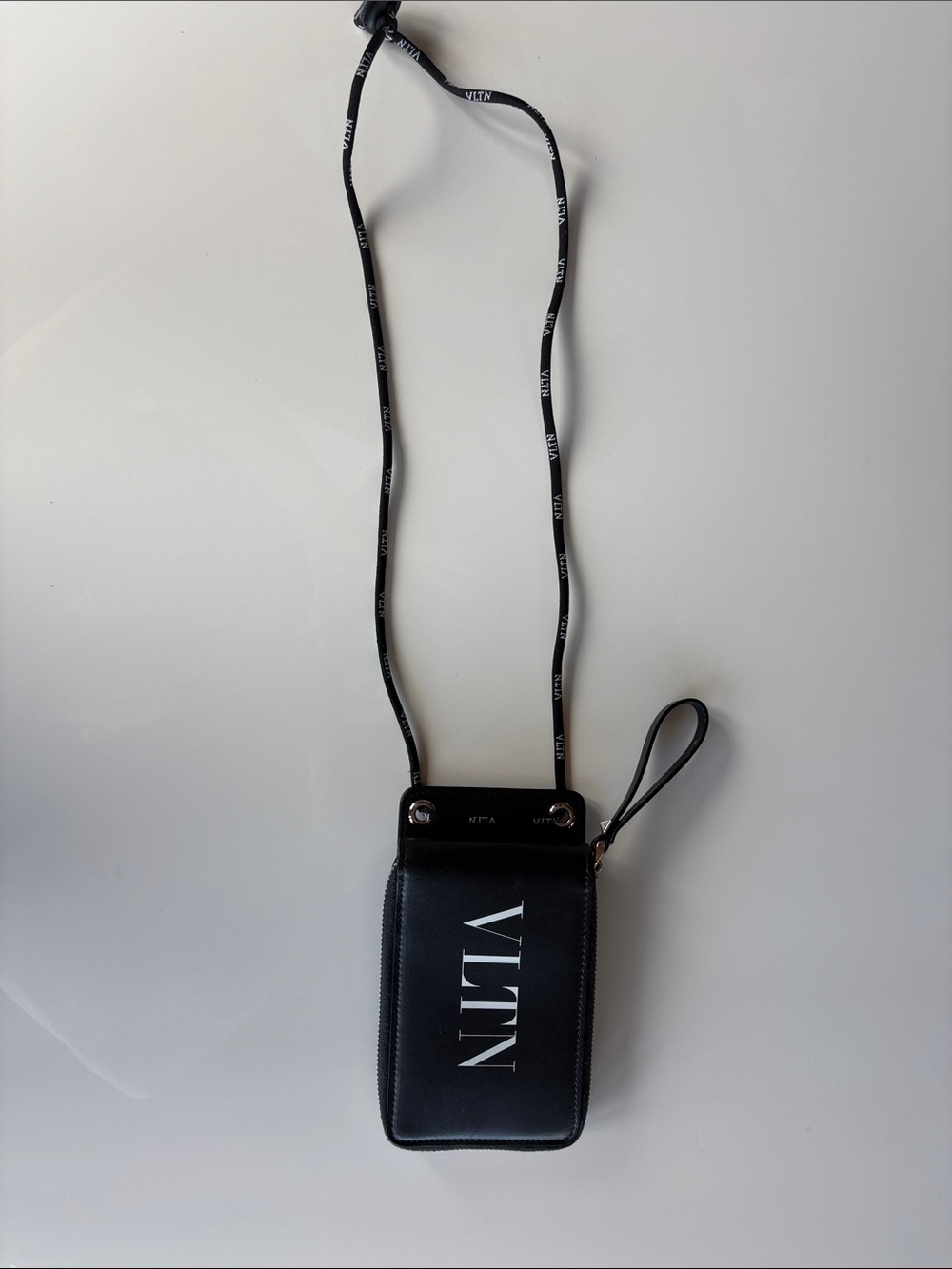 Valentino VLTN Black Logo Neck Pouch with Strap